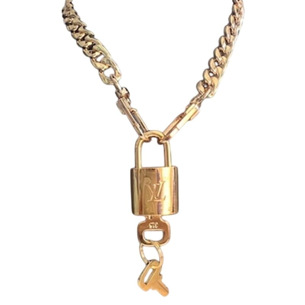 Louis Vuitton Brass Lock & Key Necklace Set #315 (LVXX025)